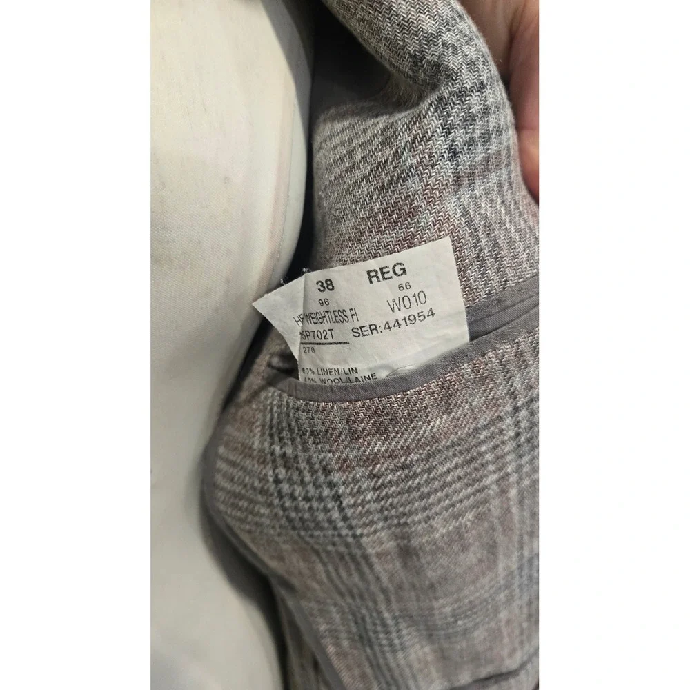 Hickey Freeman Weightless Linen Wool Sport Coat – Glen‎ Plaid – 38R